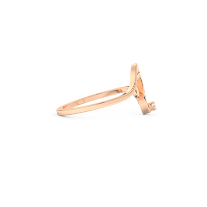Elegant Wave Wedding Band with 0.020 CT Round Cut Moissanite – Yellow, White, or Rose Gold 14
