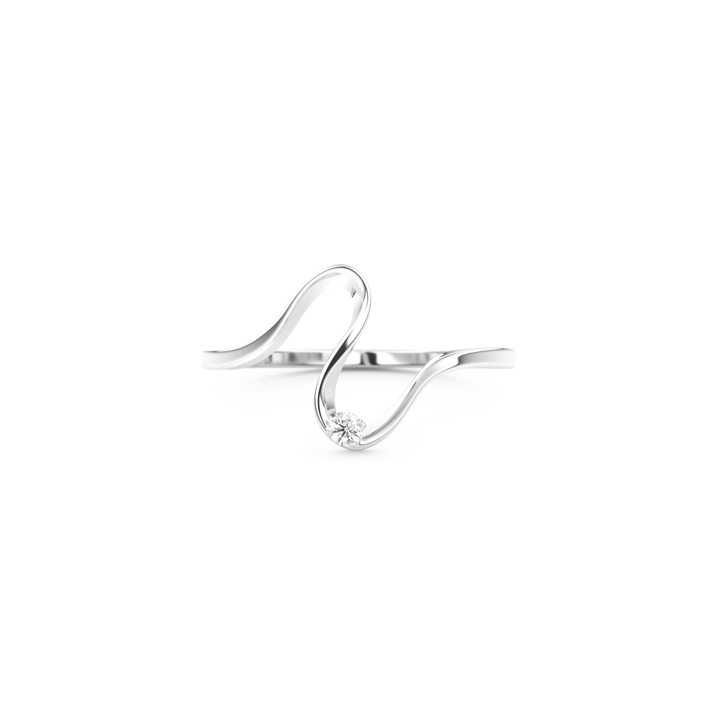 Elegant Wave Wedding Band with 0.020 CT Round Cut Moissanite – Yellow, White, or Rose Gold 7