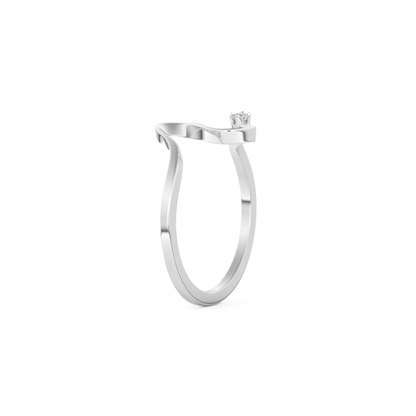 Elegant Wave Wedding Band with 0.020 CT Round Cut Moissanite – Yellow, White, or Rose Gold 9