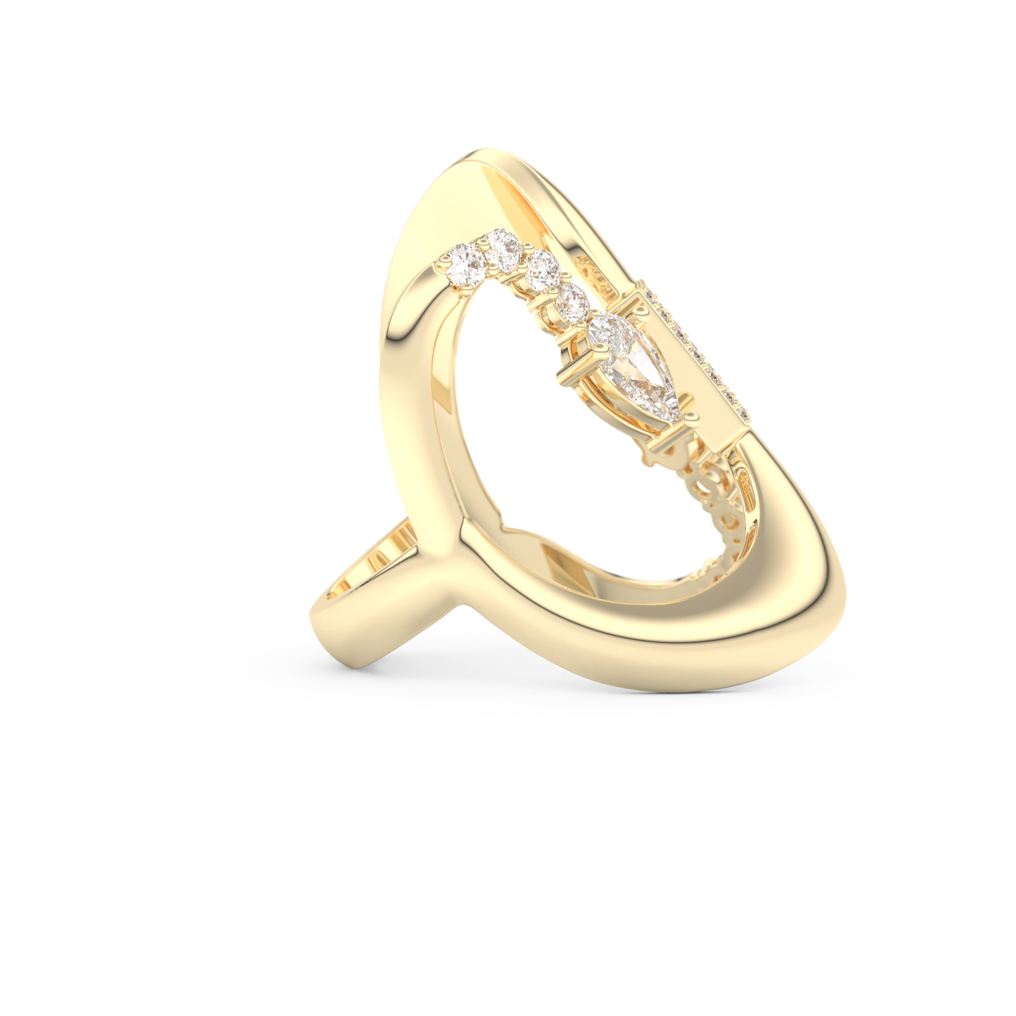 Modern Geometric Half Eternity Wedding Band with 0.74 CT Round, Pear and Baguette Cut Moissanite – Yellow, White, or Rose Gold 2