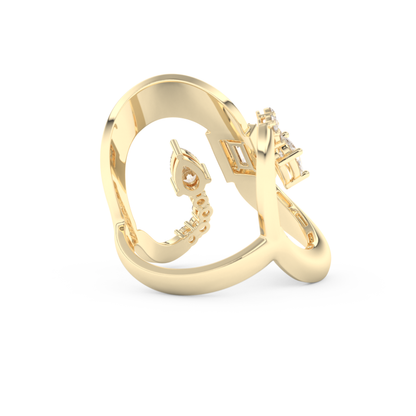 Modern Geometric Half Eternity Wedding Band with 0.74 CT Round, Pear and Baguette Cut Moissanite – Yellow, White, or Rose Gold 6
