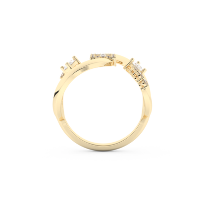 Modern Geometric Half Eternity Wedding Band with 0.74 CT Round, Pear and Baguette Cut Moissanite – Yellow, White, or Rose Gold 5