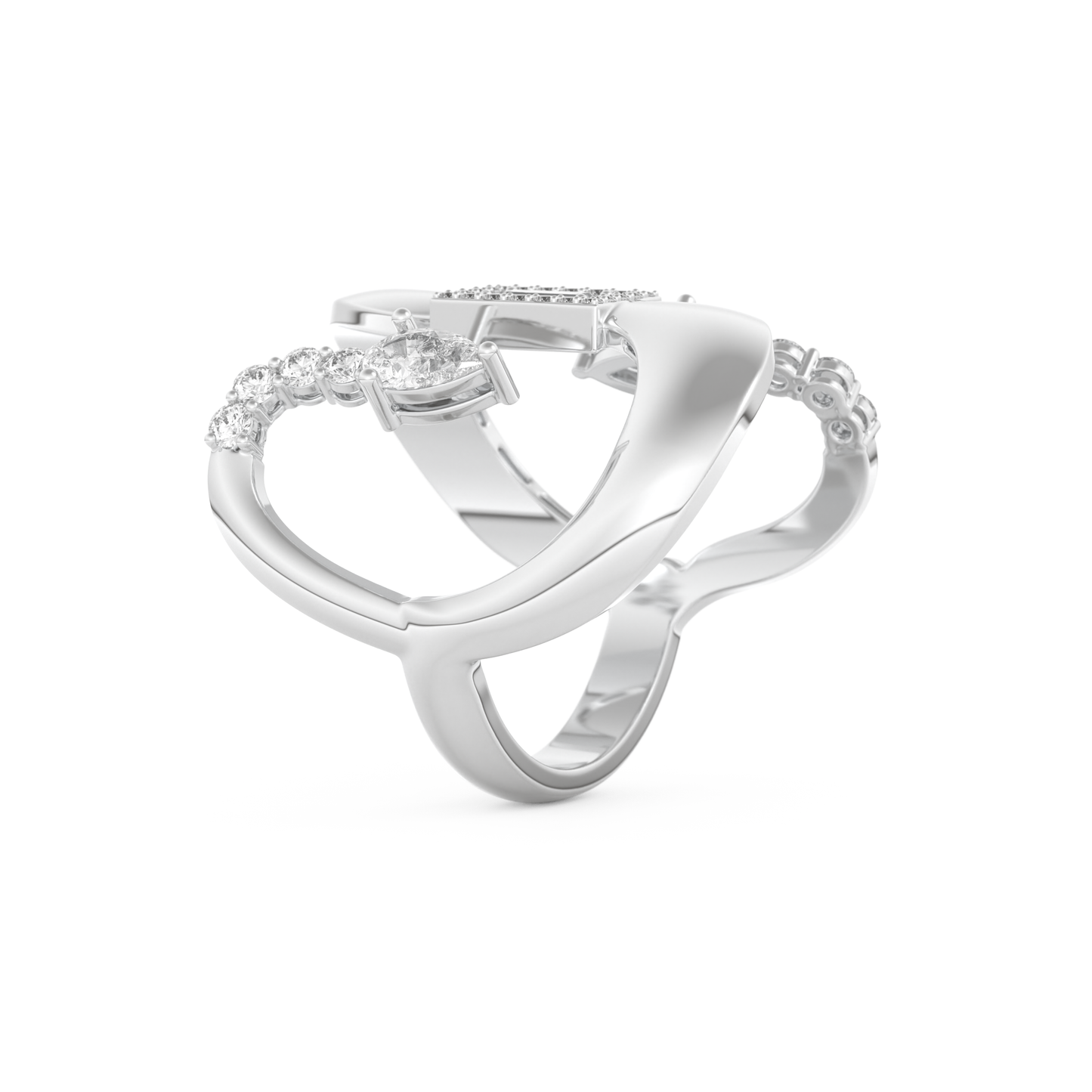 Modern Geometric Half Eternity Wedding Band with 0.74 CT Round, Pear and Baguette Cut Moissanite – Yellow, White, or Rose Gold 8