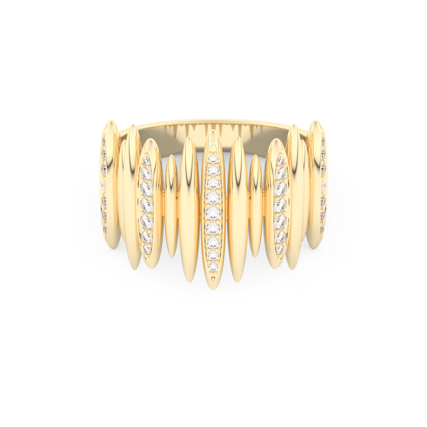Spike Inspired Wedding Band with 0.29 CT Round Cut Moissanite – Yellow, White, or Rose Gold