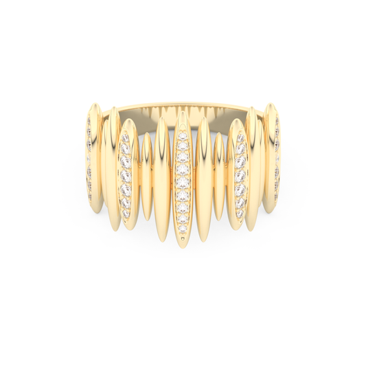 Spike Inspired Wedding Band with 0.29 CT Round Cut Moissanite – Yellow, White, or Rose Gold