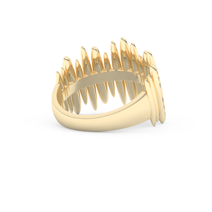 Spike Inspired Wedding Band with 0.29 CT Round Cut Moissanite – Yellow, White, or Rose Gold