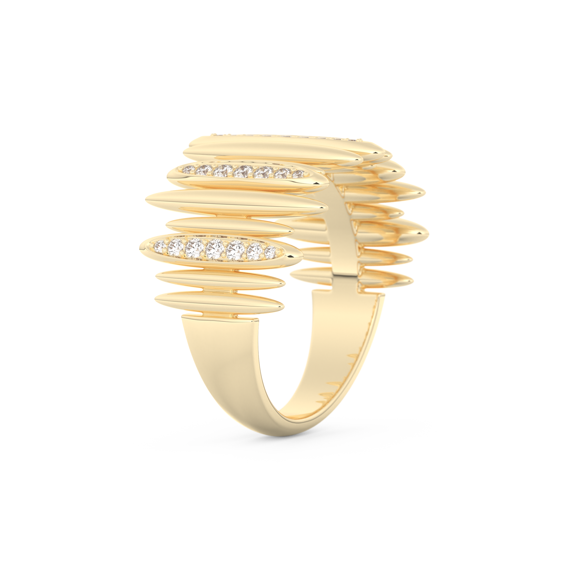 Spike Inspired Wedding Band with 0.29 CT Round Cut Moissanite – Yellow, White, or Rose Gold