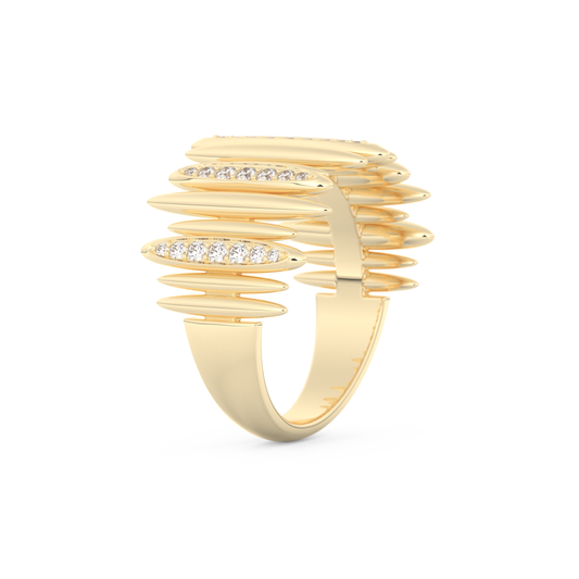 Spike Inspired Wedding Band with 0.29 CT Round Cut Moissanite – Yellow, White, or Rose Gold