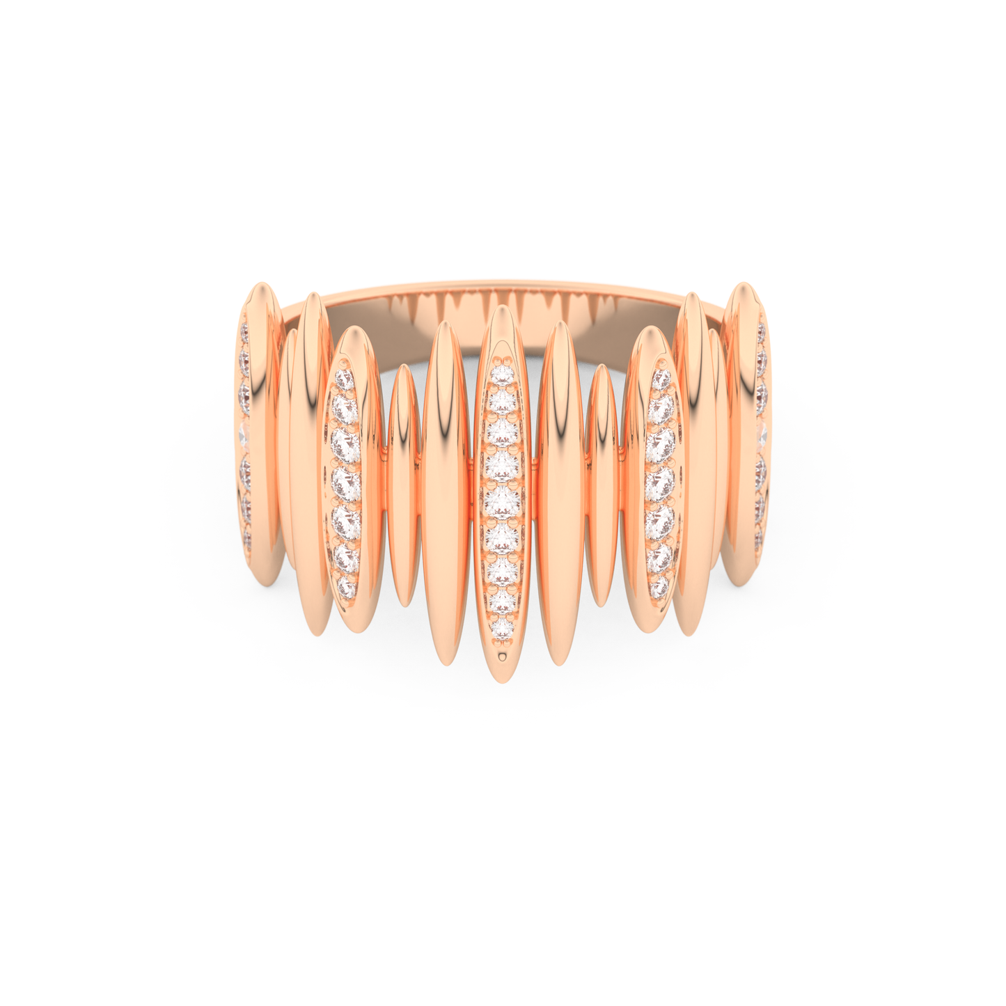 Spike Inspired Wedding Band with 0.29 CT Round Cut Moissanite – Yellow, White, or Rose Gold