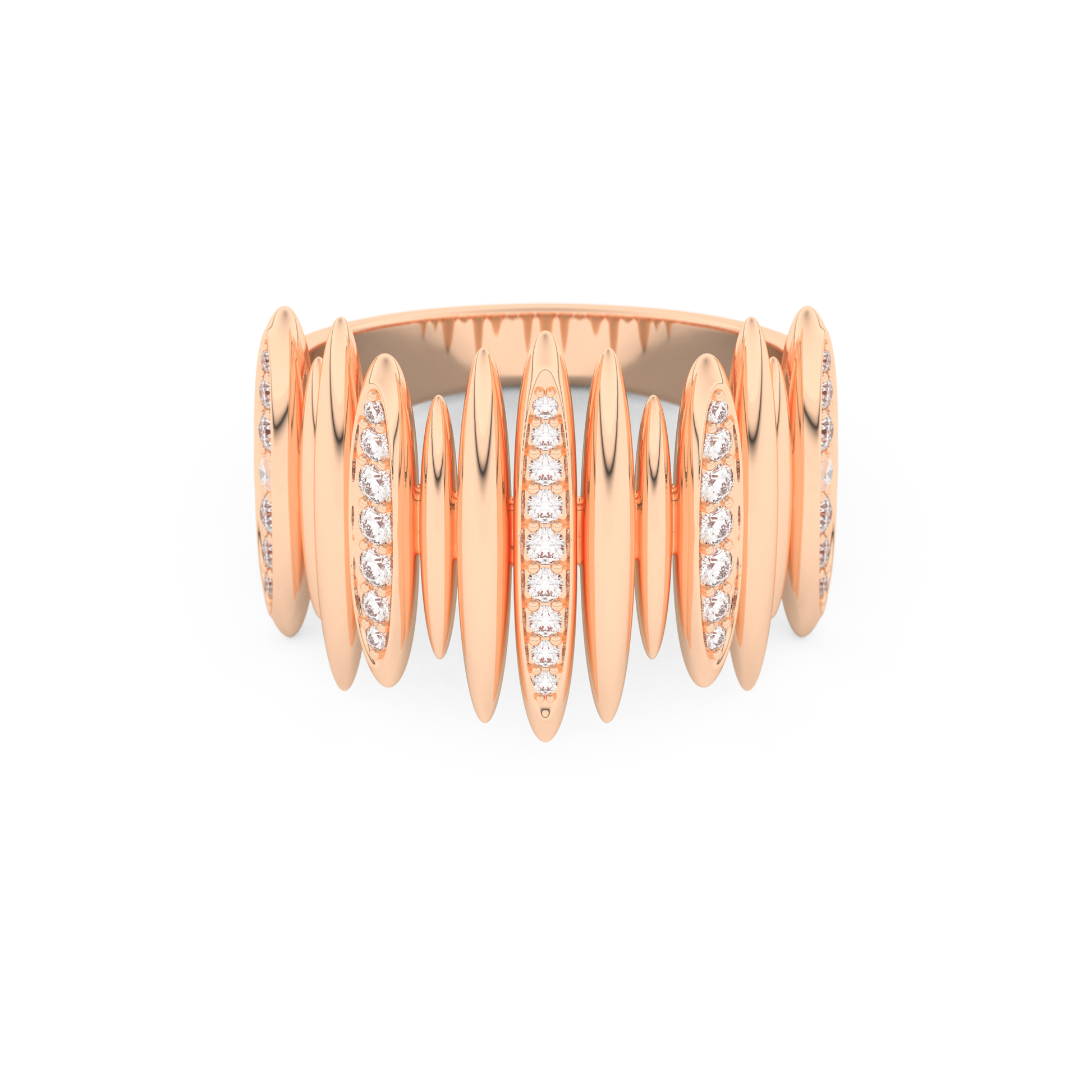 Spike Inspired Wedding Band with 0.29 CT Round Cut Moissanite – Yellow, White, or Rose Gold