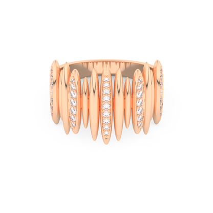 Spike Inspired Wedding Band with 0.29 CT Round Cut Moissanite – Yellow, White, or Rose Gold