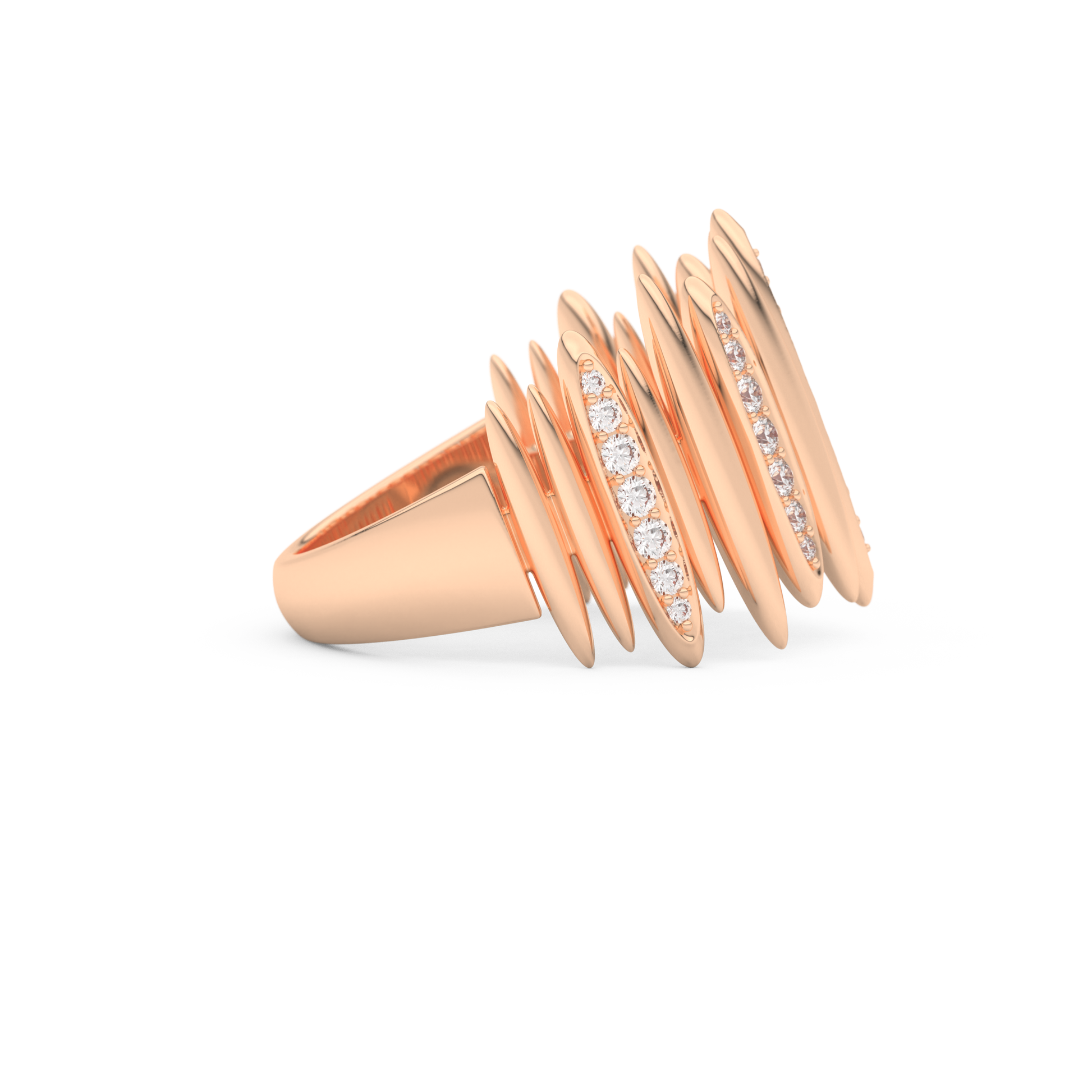 Spike Inspired Wedding Band with 0.29 CT Round Cut Moissanite – Yellow, White, or Rose Gold