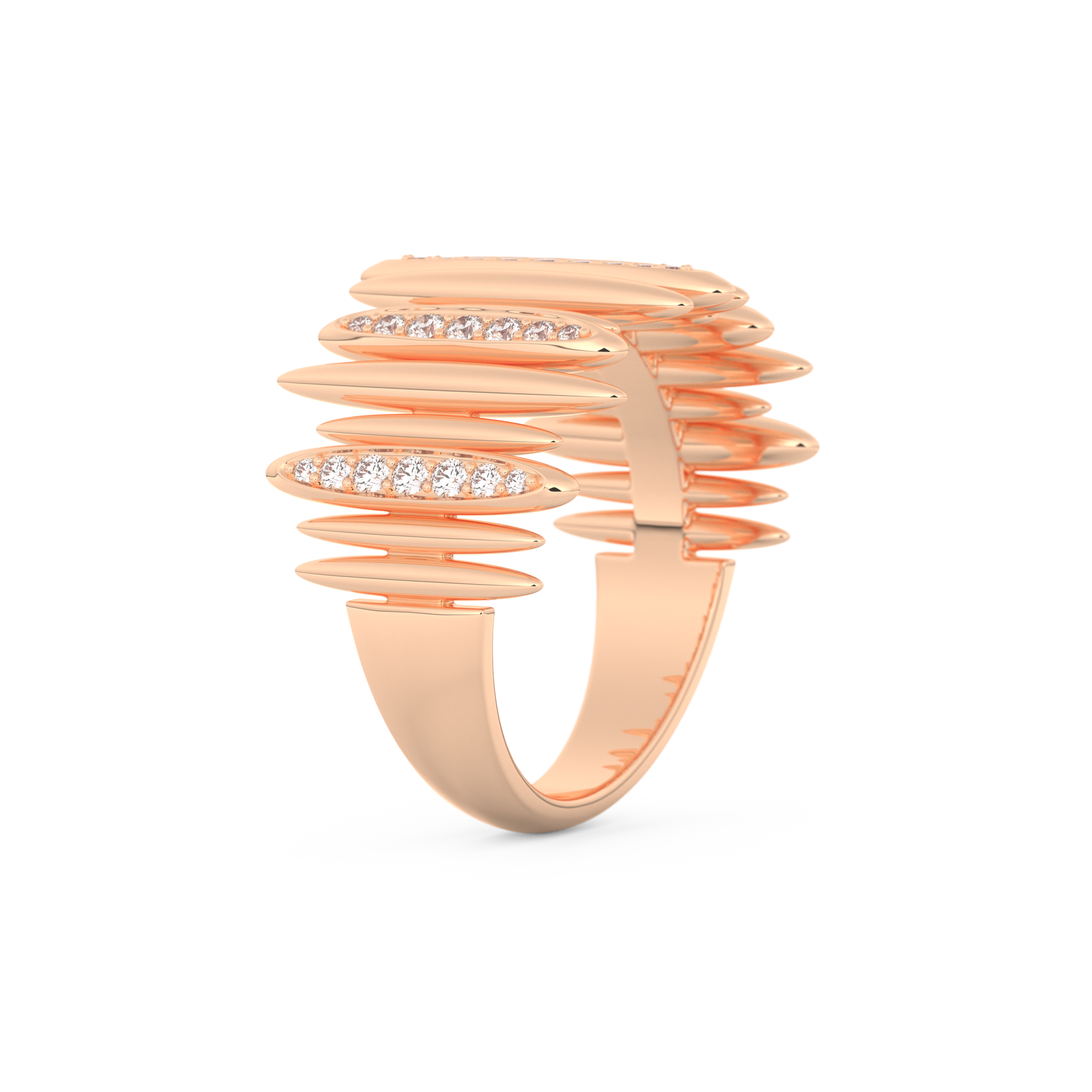 Spike Inspired Wedding Band with 0.29 CT Round Cut Moissanite – Yellow, White, or Rose Gold