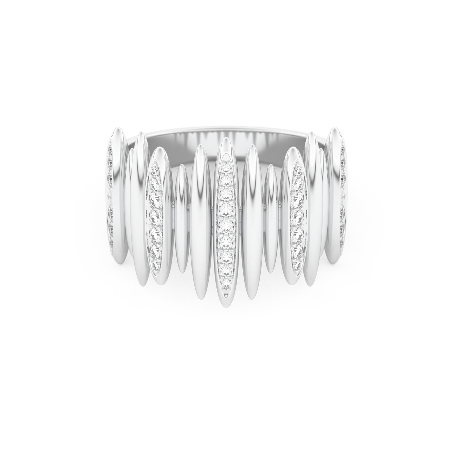 Spike Inspired Wedding Band with 0.29 CT Round Cut Moissanite – Yellow, White, or Rose Gold