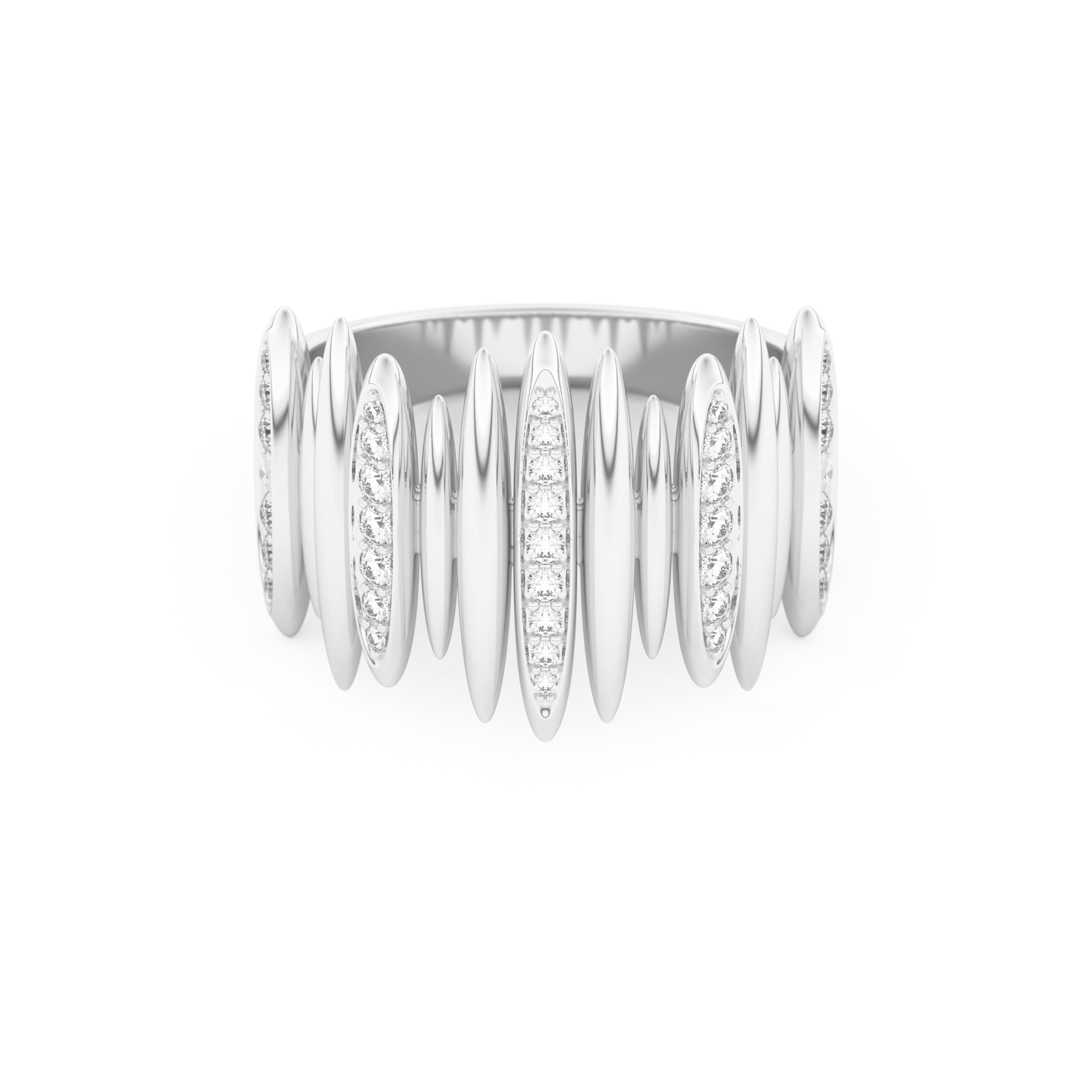 Spike Inspired Wedding Band with 0.29 CT Round Cut Moissanite – Yellow, White, or Rose Gold