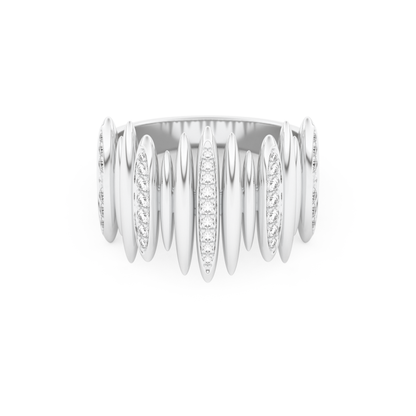 Spike Inspired Wedding Band with 0.29 CT Round Cut Moissanite – Yellow, White, or Rose Gold