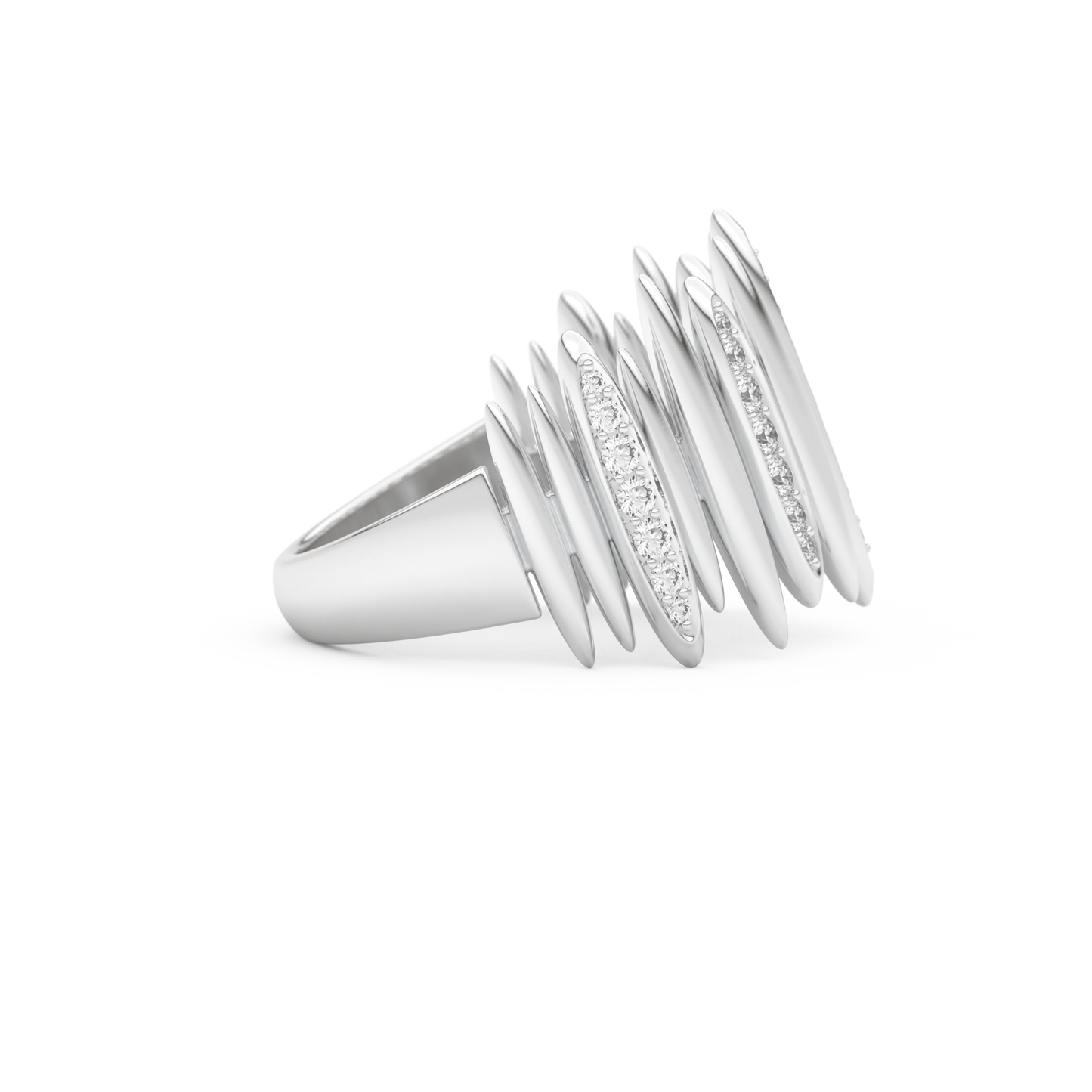 Spike Inspired Wedding Band with 0.29 CT Round Cut Moissanite – Yellow, White, or Rose Gold