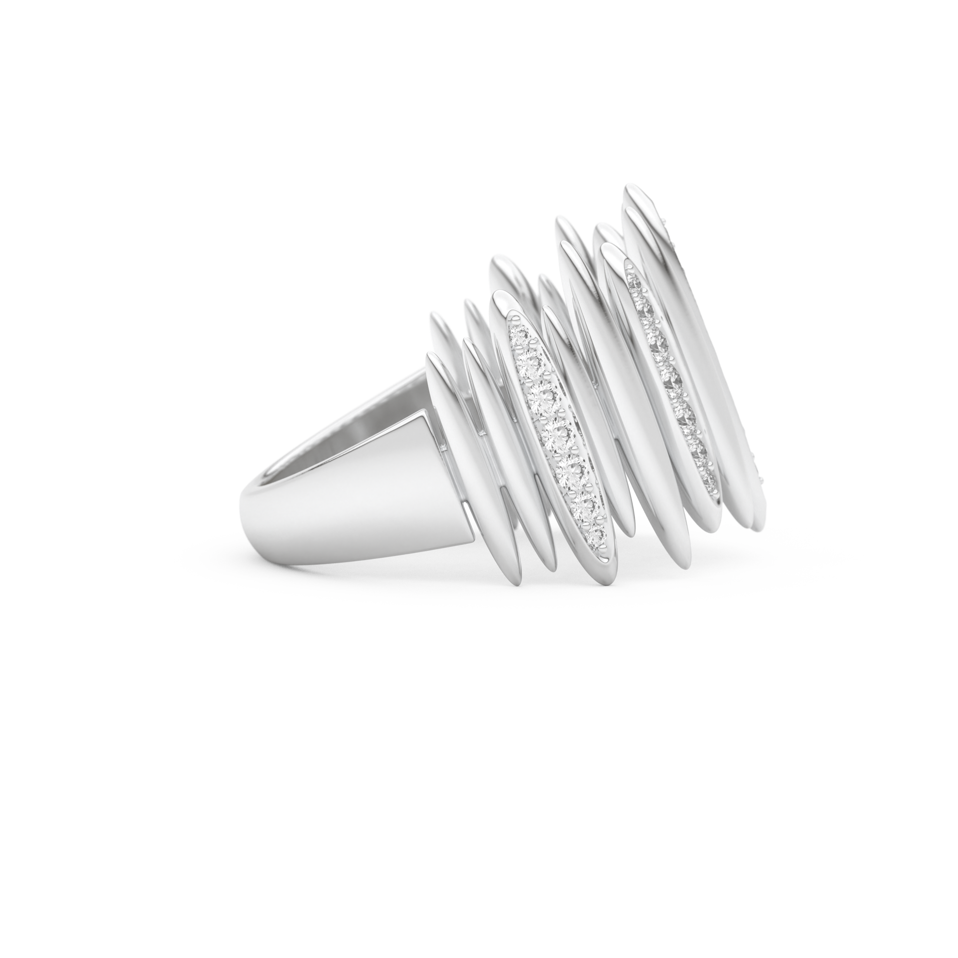 Spike Inspired Wedding Band with 0.29 CT Round Cut Moissanite – Yellow, White, or Rose Gold