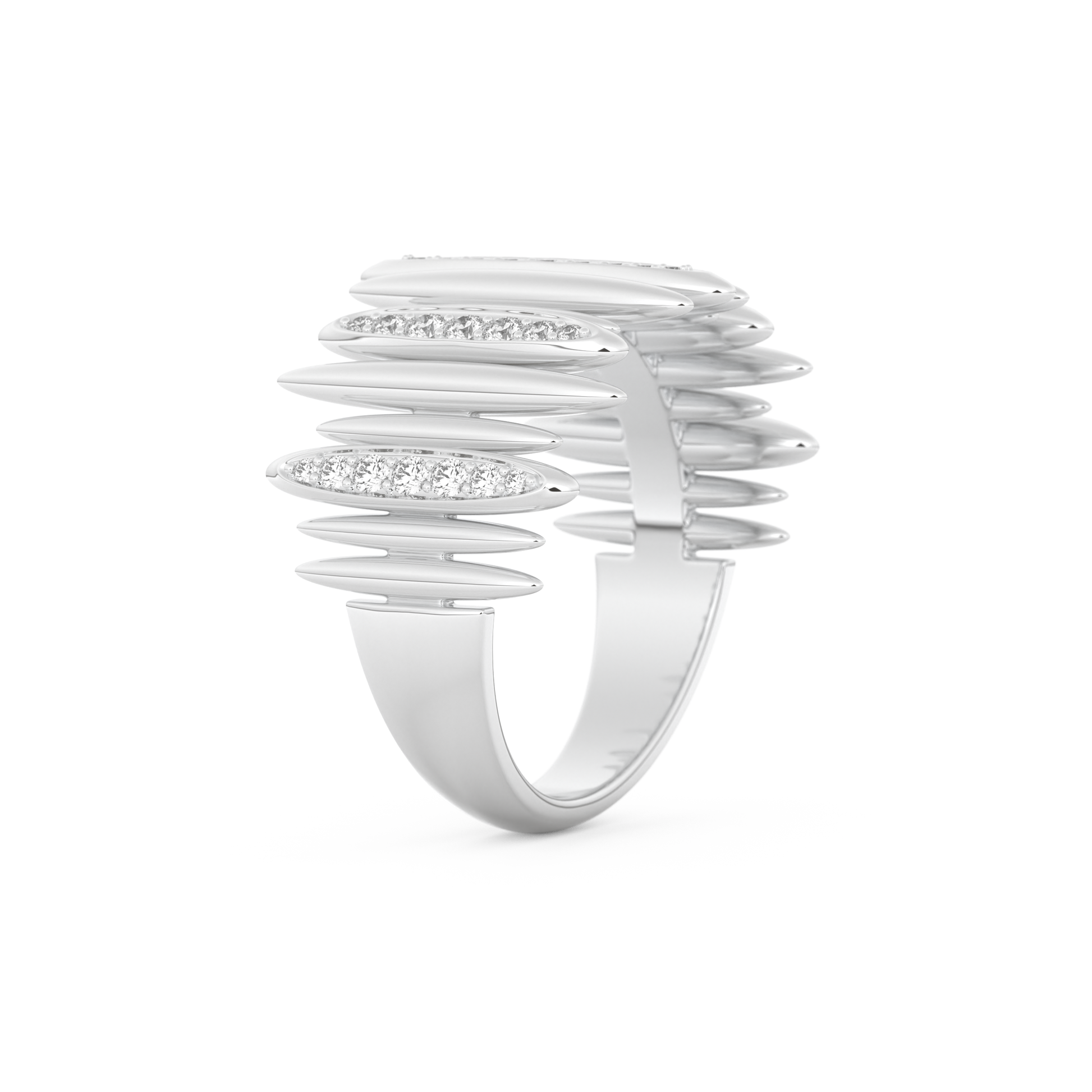 Spike Inspired Wedding Band with 0.29 CT Round Cut Moissanite – Yellow, White, or Rose Gold