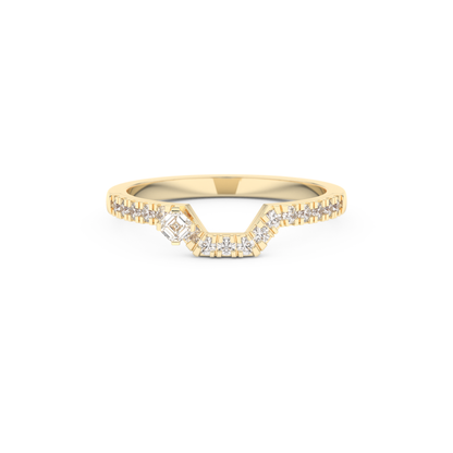 Half Eternity Wedding Band with 0.26 CT Round and Emerald Cut Moissanite – Yellow, White, or Rose Gold 1