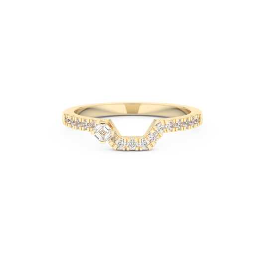 Half Eternity Wedding Band with 0.26 CT Round and Emerald Cut Moissanite – Yellow, White, or Rose Gold 1