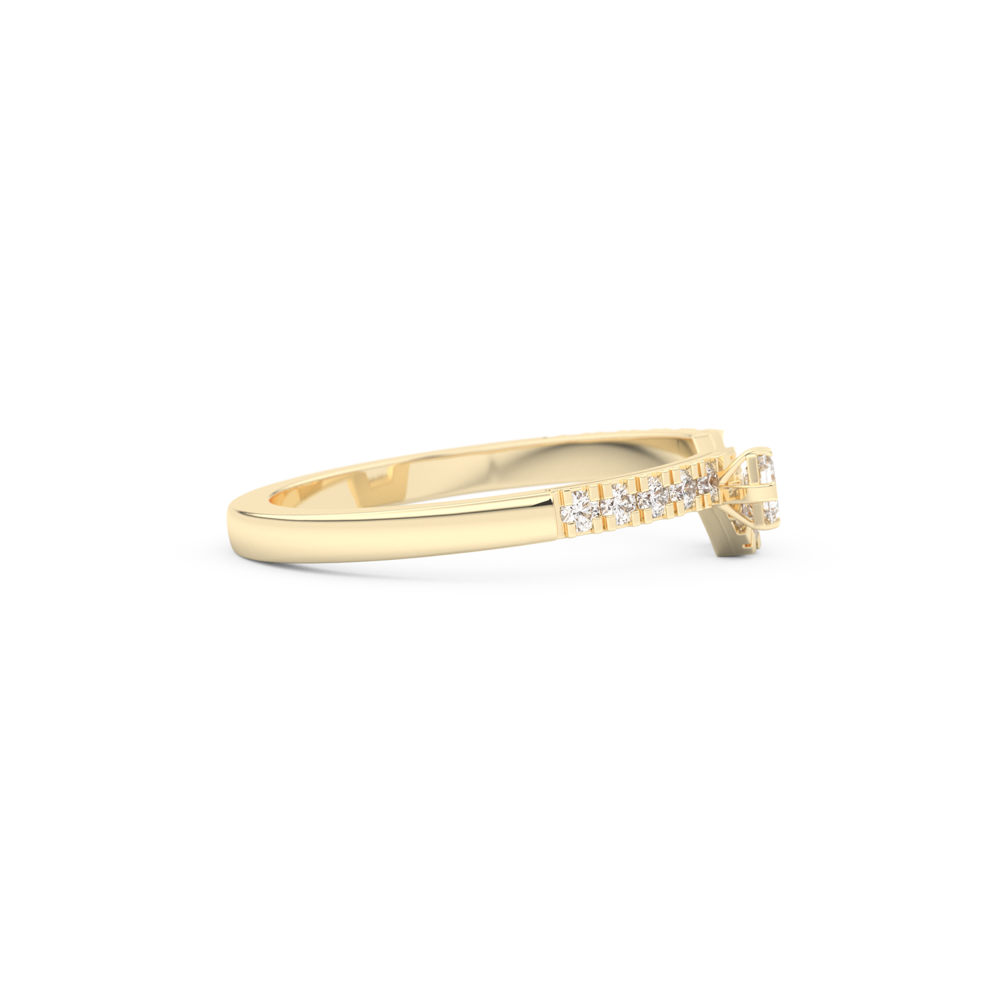 Half Eternity Wedding Band with 0.26 CT Round and Emerald Cut Moissanite – Yellow, White, or Rose Gold 2