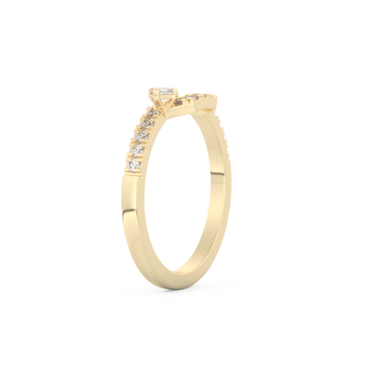 Half Eternity Wedding Band with 0.26 CT Round and Emerald Cut Moissanite – Yellow, White, or Rose Gold 4