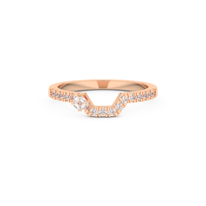 Half Eternity Wedding Band with 0.26 CT Round and Emerald Cut Moissanite – Yellow, White, or Rose Gold 13