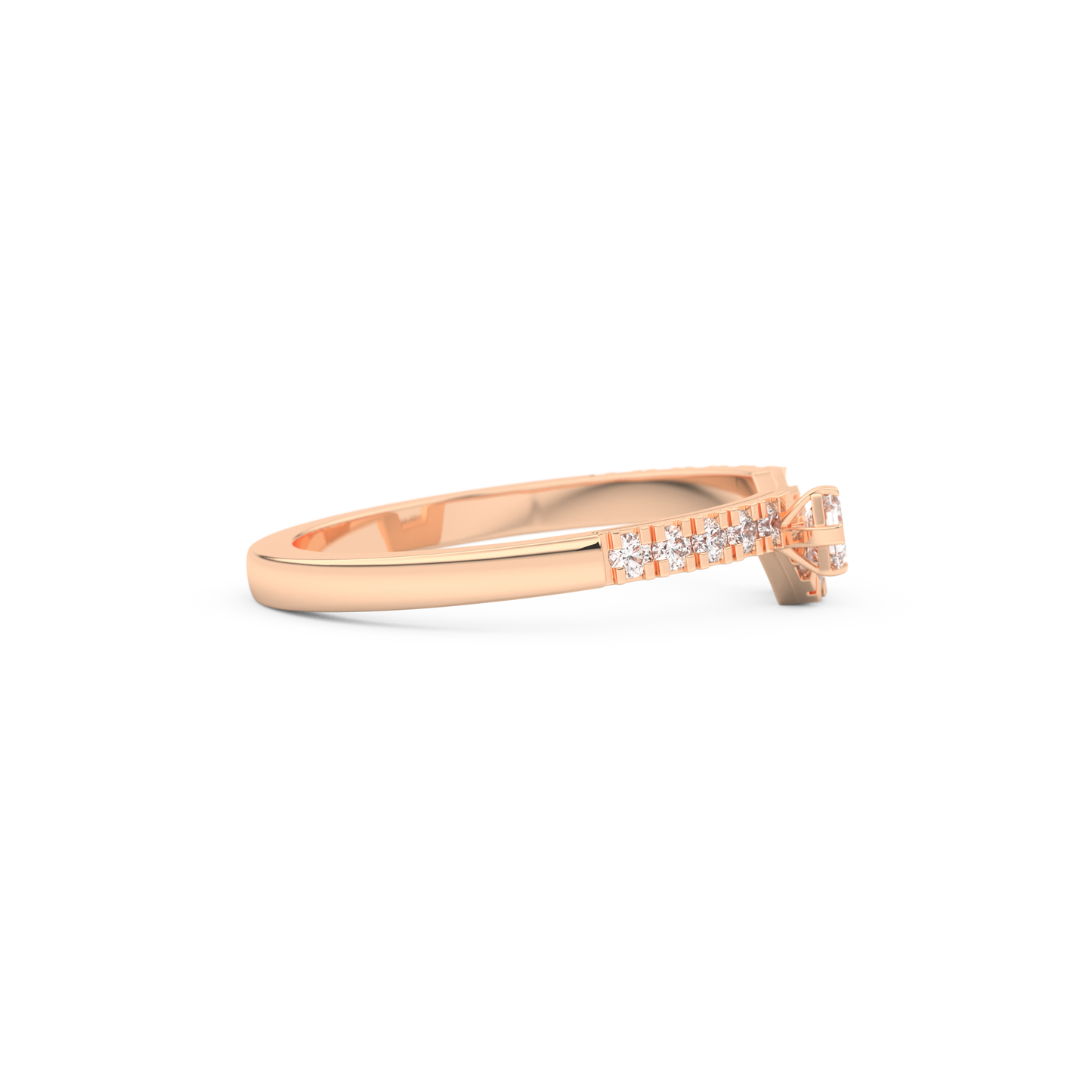 Half Eternity Wedding Band with 0.26 CT Round and Emerald Cut Moissanite – Yellow, White, or Rose Gold 14