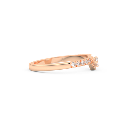 Half Eternity Wedding Band with 0.26 CT Round and Emerald Cut Moissanite – Yellow, White, or Rose Gold 14