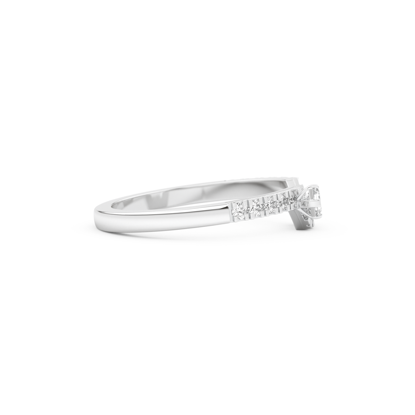 Half Eternity Wedding Band with 0.26 CT Round and Emerald Cut Moissanite – Yellow, White, or Rose Gold 10