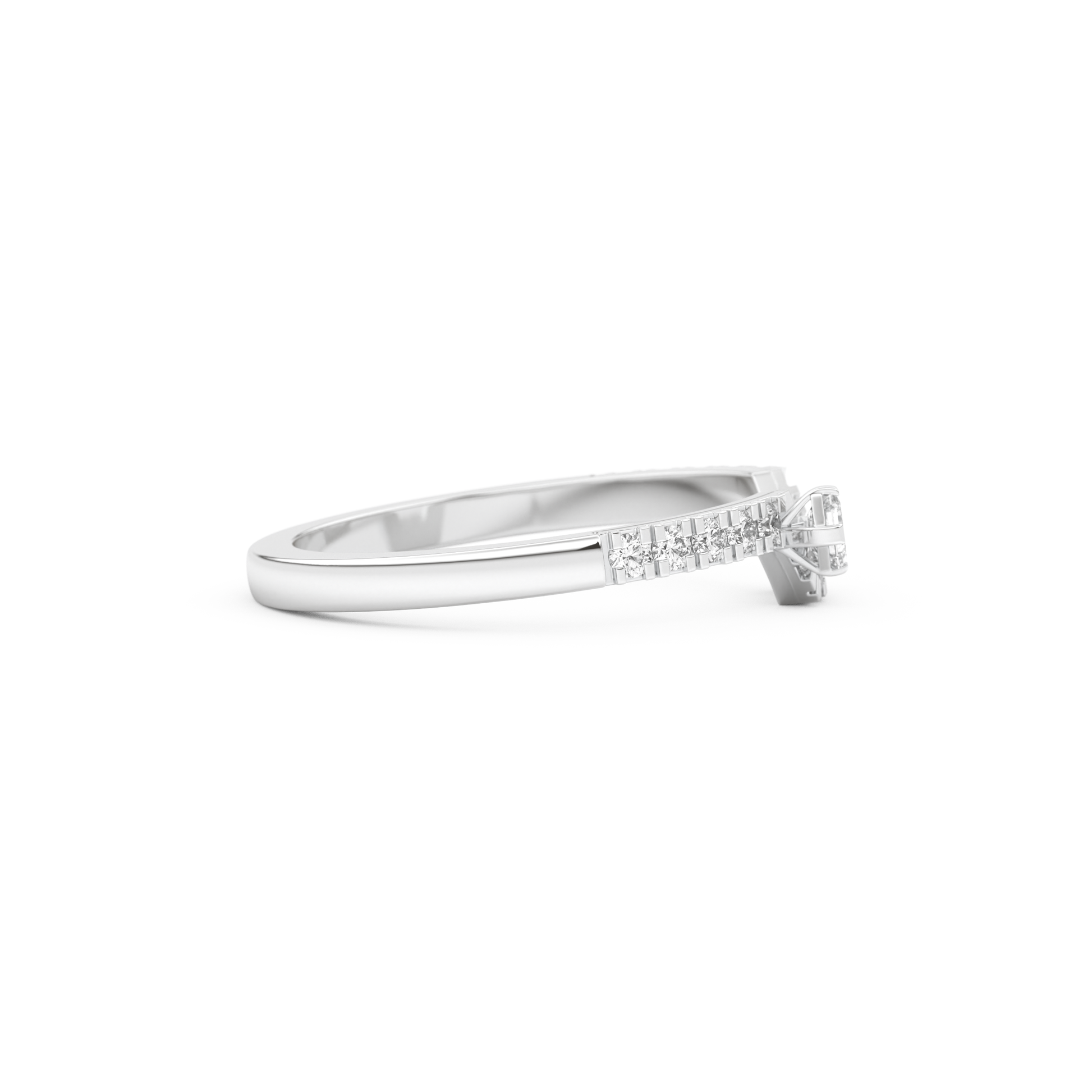 Half Eternity Wedding Band with 0.26 CT Round and Emerald Cut Moissanite – Yellow, White, or Rose Gold 10
