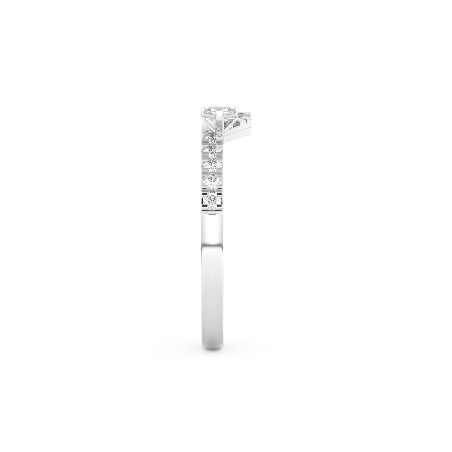 Half Eternity Wedding Band with 0.26 CT Round and Emerald Cut Moissanite – Yellow, White, or Rose Gold 11