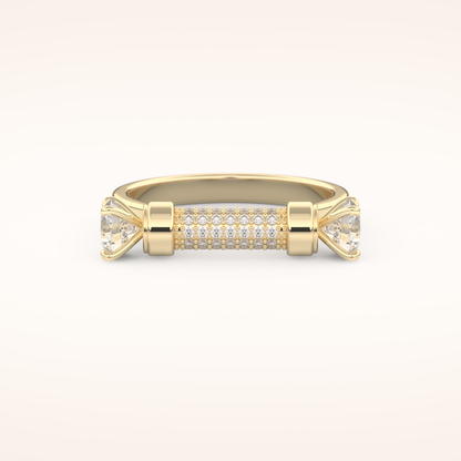 1.07 TCW Round Shaped Moissanite Lightning Bolt Of Zeus Wedding Band