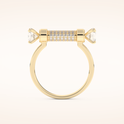 1.07 TCW Round Shaped Moissanite Lightning Bolt Of Zeus Wedding Band