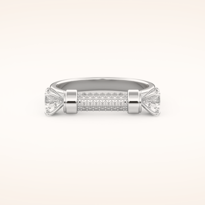 1.07 TCW Round Shaped Moissanite Lightning Bolt Of Zeus Wedding Band