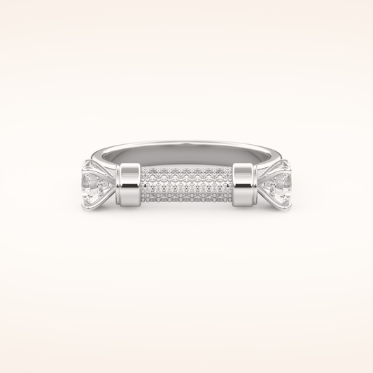 1.07 TCW Round Shaped Moissanite Lightning Bolt Of Zeus Wedding Band