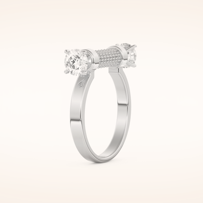 1.07 TCW Round Shaped Moissanite Lightning Bolt Of Zeus Wedding Band