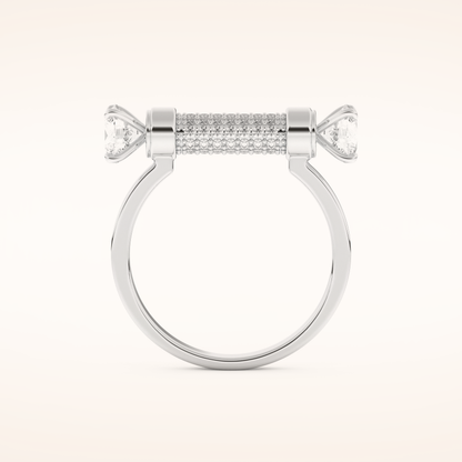 1.07 TCW Round Shaped Moissanite Lightning Bolt Of Zeus Wedding Band