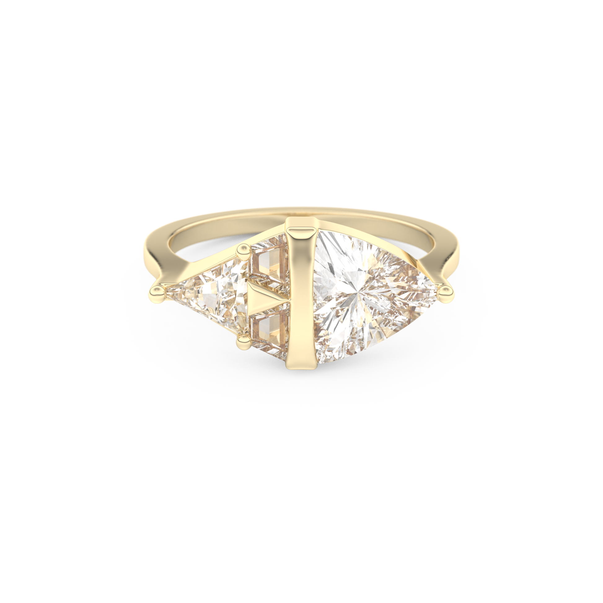 Wedding Band with 2.18 CT Trillion Curved ,Triangle Baguette Cut Moissanite – Yellow, White, or Rose Gold