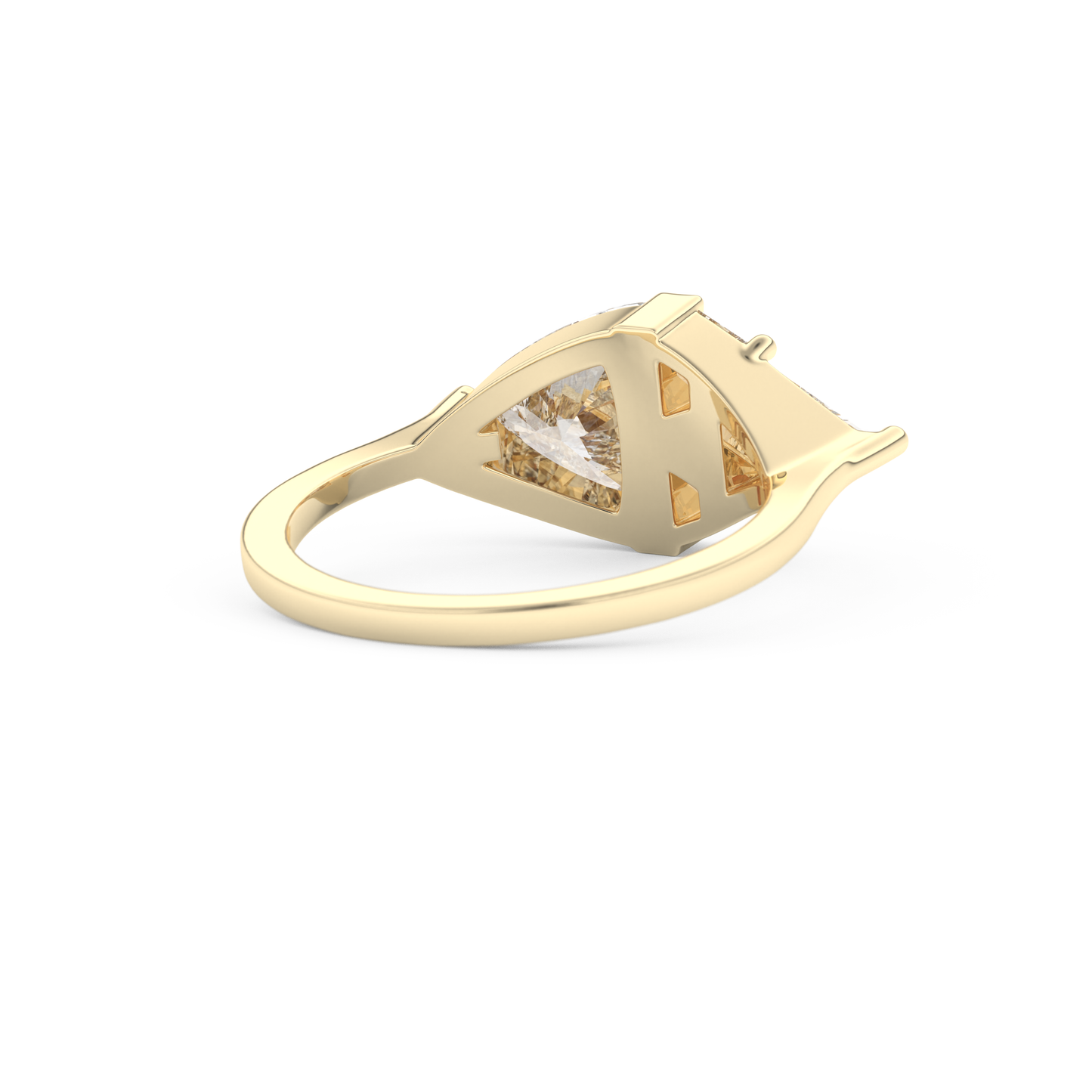 Wedding Band with 2.18 CT Trillion Curved ,Triangle Baguette Cut Moissanite – Yellow, White, or Rose Gold