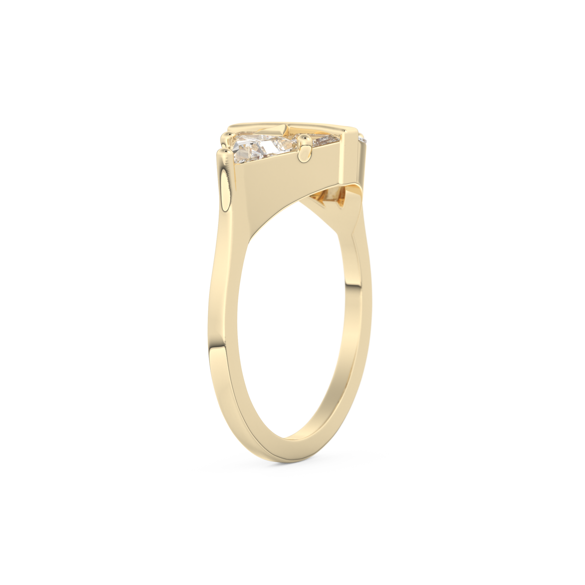 Wedding Band with 2.18 CT Trillion Curved ,Triangle Baguette Cut Moissanite – Yellow, White, or Rose Gold