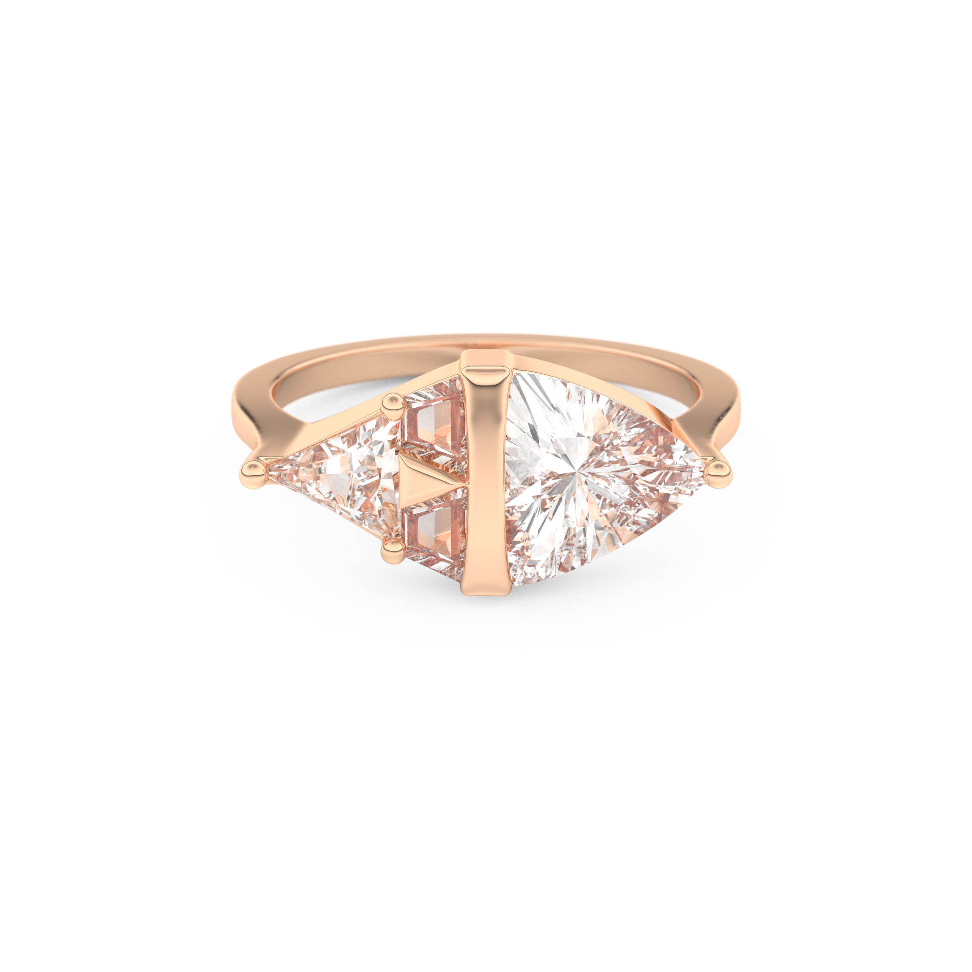 Wedding Band with 2.18 CT Trillion Curved ,Triangle Baguette Cut Moissanite – Yellow, White, or Rose Gold