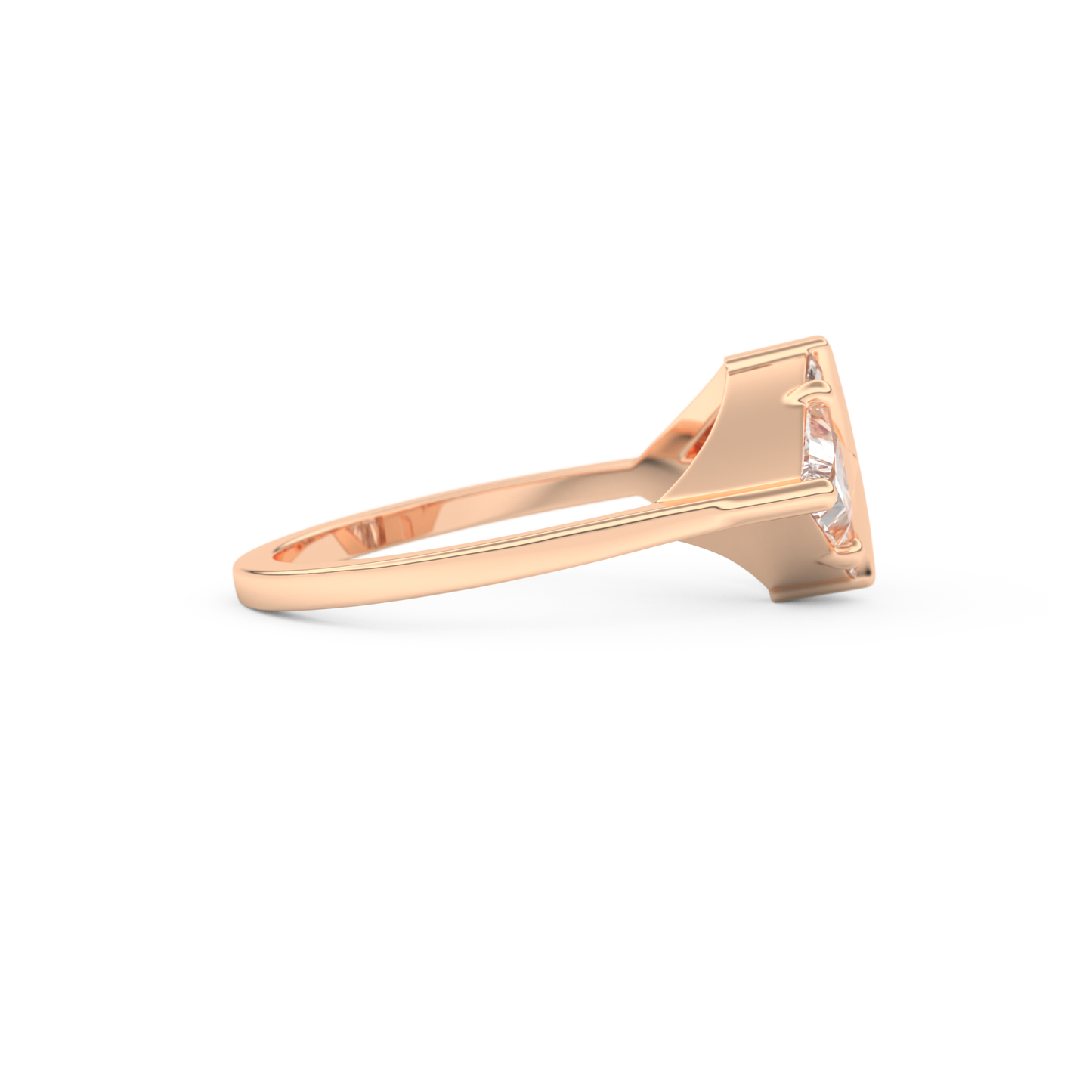 Wedding Band with 2.18 CT Trillion Curved ,Triangle Baguette Cut Moissanite – Yellow, White, or Rose Gold