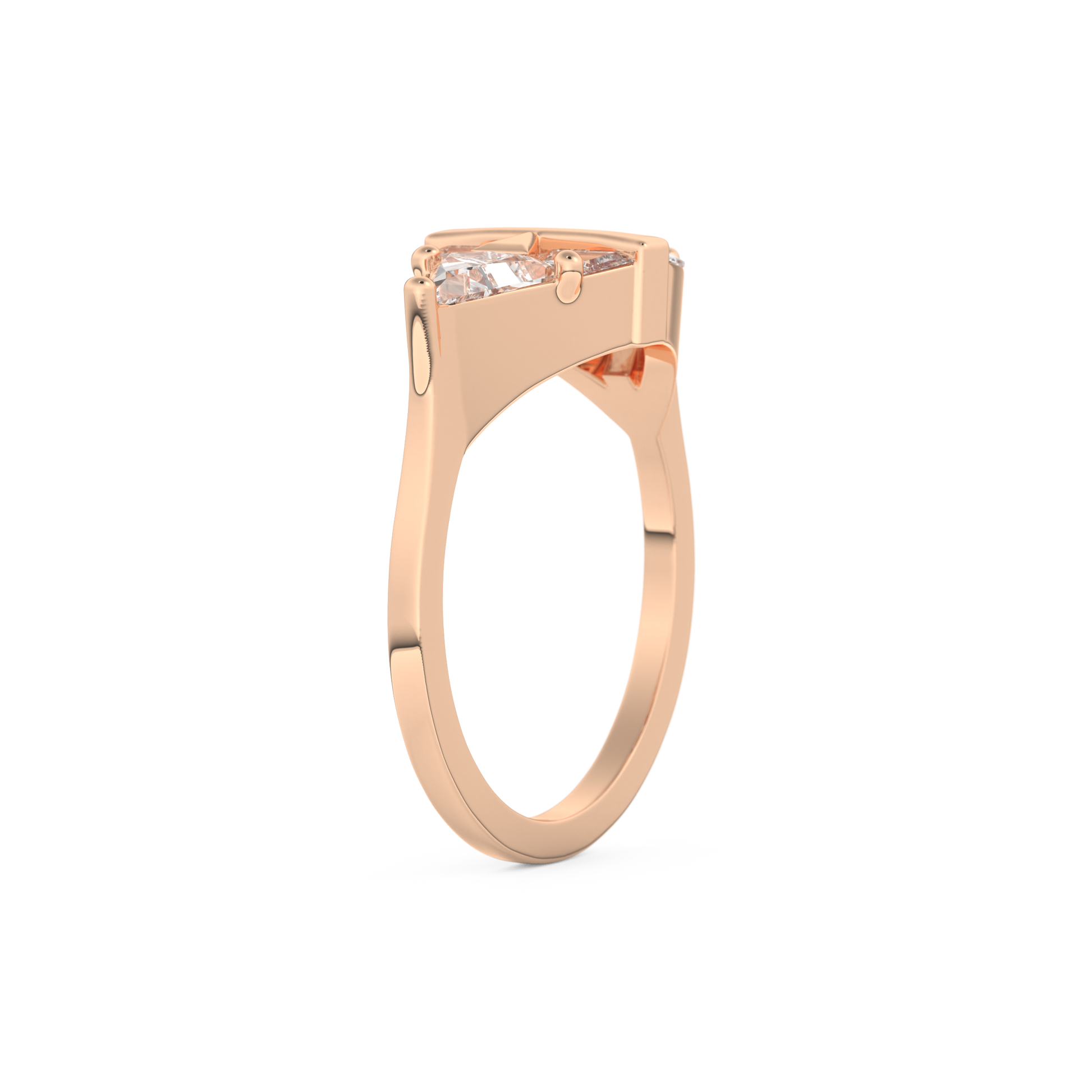 Wedding Band with 2.18 CT Trillion Curved ,Triangle Baguette Cut Moissanite – Yellow, White, or Rose Gold