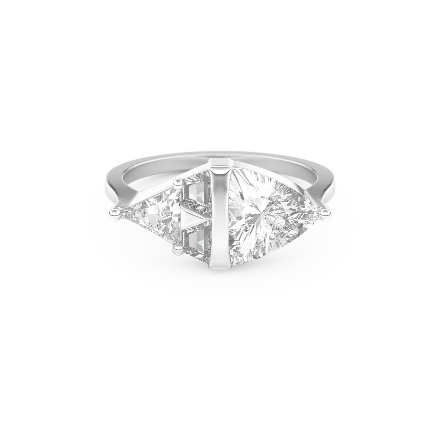 Wedding Band with 2.18 CT Trillion Curved ,Triangle Baguette Cut Moissanite – Yellow, White, or Rose Gold