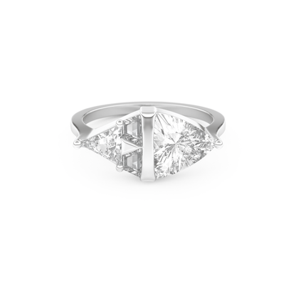 Wedding Band with 2.18 CT Trillion Curved ,Triangle Baguette Cut Moissanite – Yellow, White, or Rose Gold