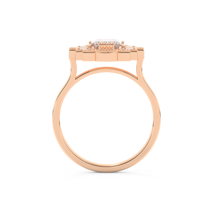 Elongated Emerald Cut 1.34 Carat Moissanite Ring – Halo Setting in Gold