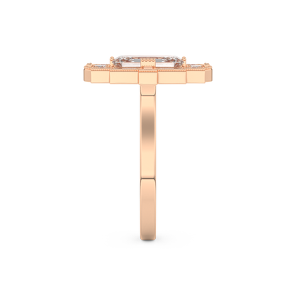 Elongated Emerald Cut 1.34 Carat Moissanite Ring – Halo Setting in Gold