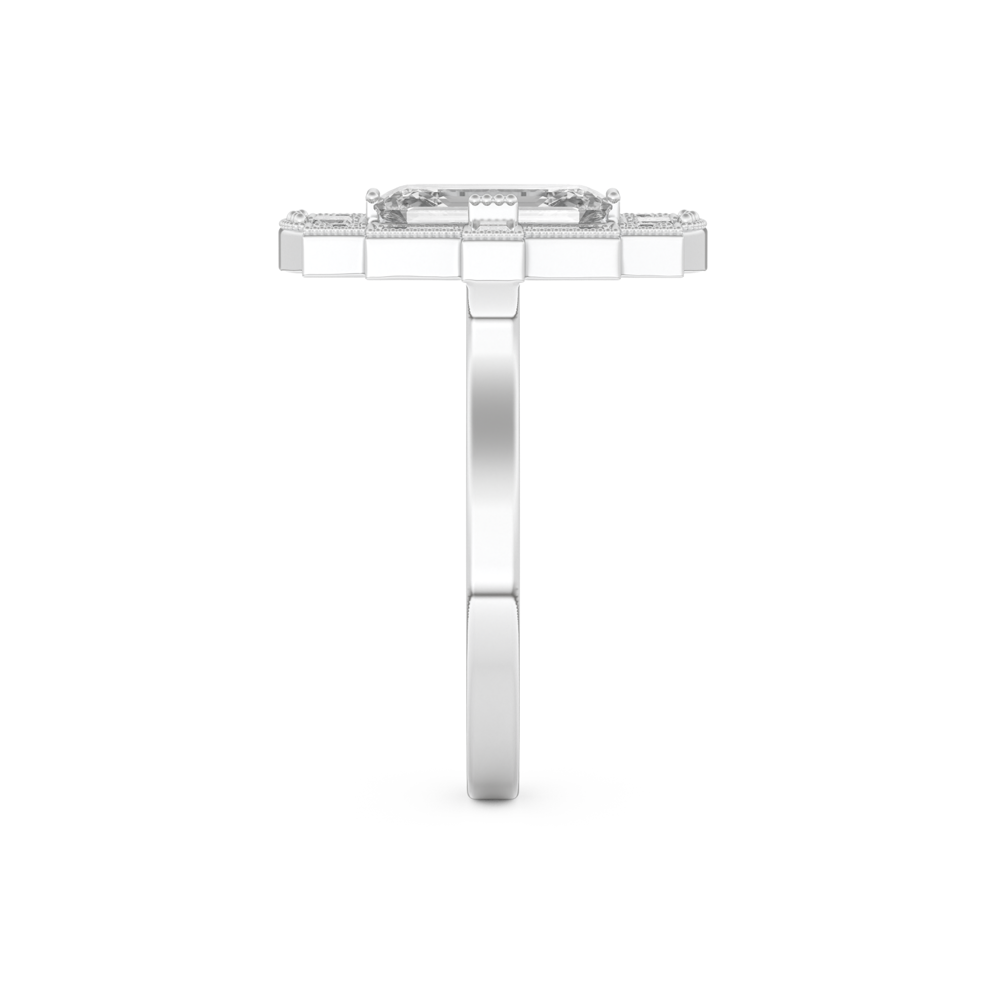 Elongated Emerald Cut 1.34 Carat Moissanite Ring – Halo Setting in Gold